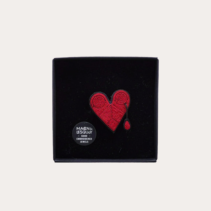 Broken Heart Hand-Embroidered Pin