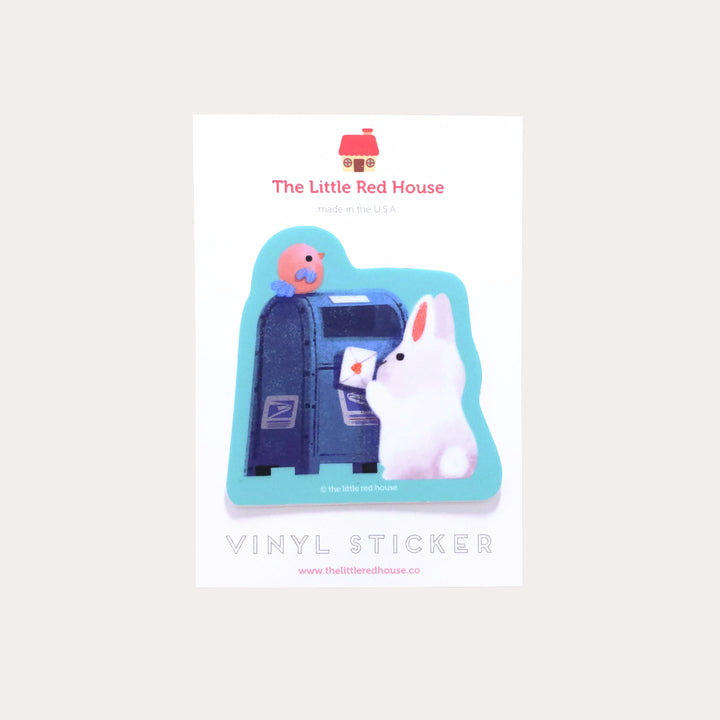 White Bunny Mail Vinyl Sticker