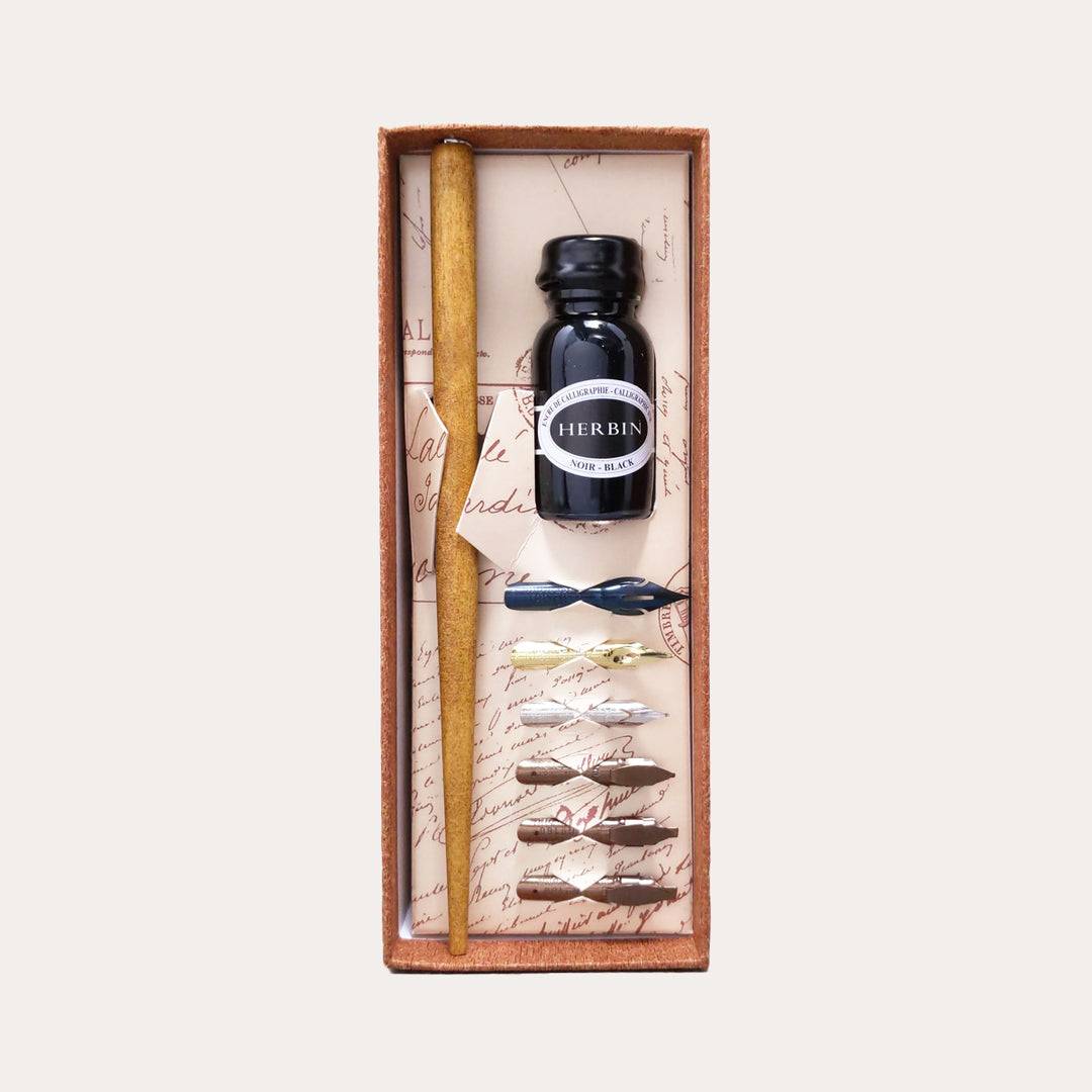 Calligraphy Set | 6 Nibs with Dip Pen and Ink Bottle