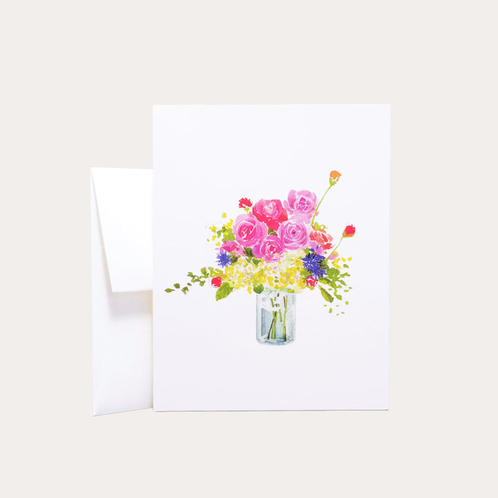 Flowers In Blue Jar | Greeting Card