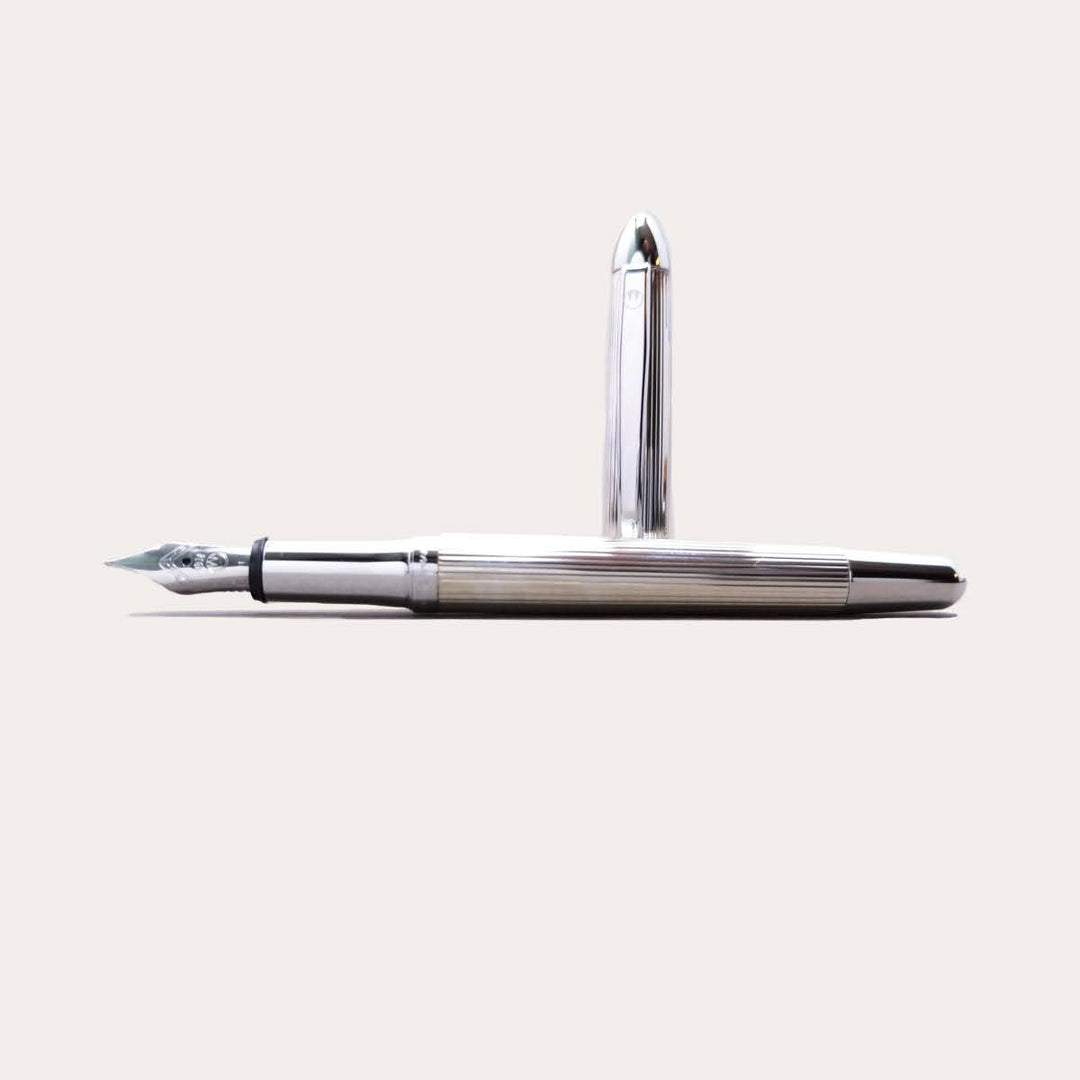 Pocket Sterling Silver Fountain Pen | Fine Nib | Lines *