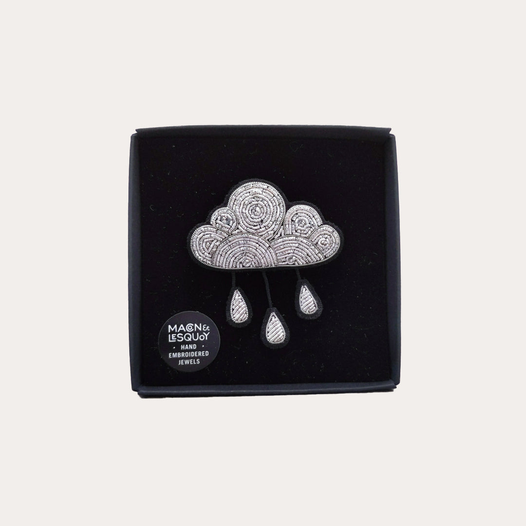Cloud with Drop Hand-Embroidered Pin Cloud with Drop Hand-Embroidered Pin