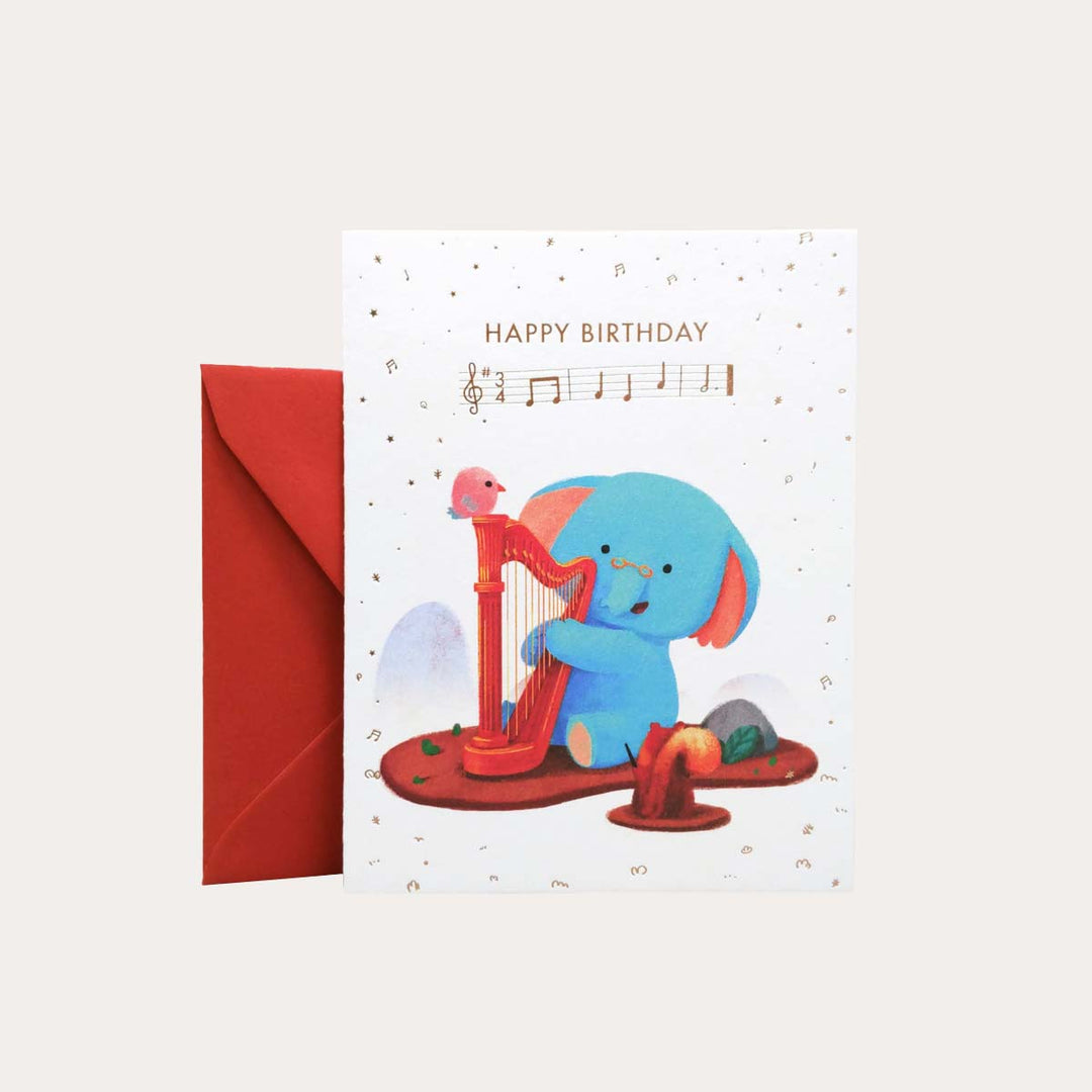 Birthday Elephant | Rose Gold Foil | Greeting Card