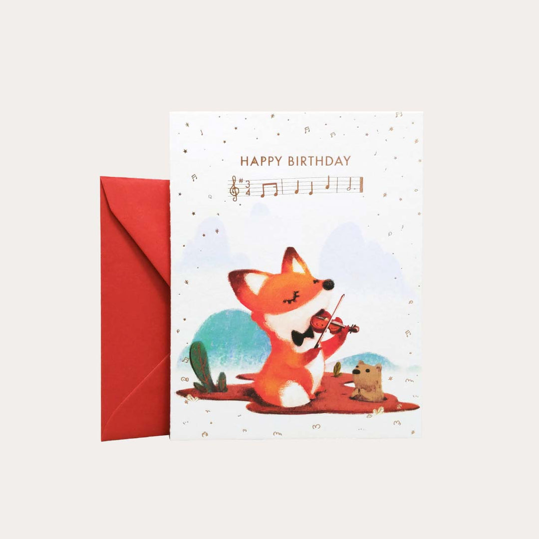 Birthday Fox | Rose Gold Foil | Greeting Card