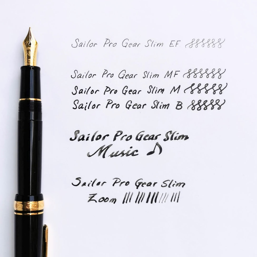 Pro Gear Slim Fountain Pen | Black with Gold Trim