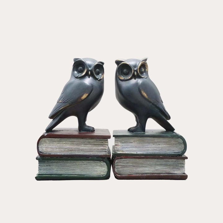 Owls on Books Bookend Set