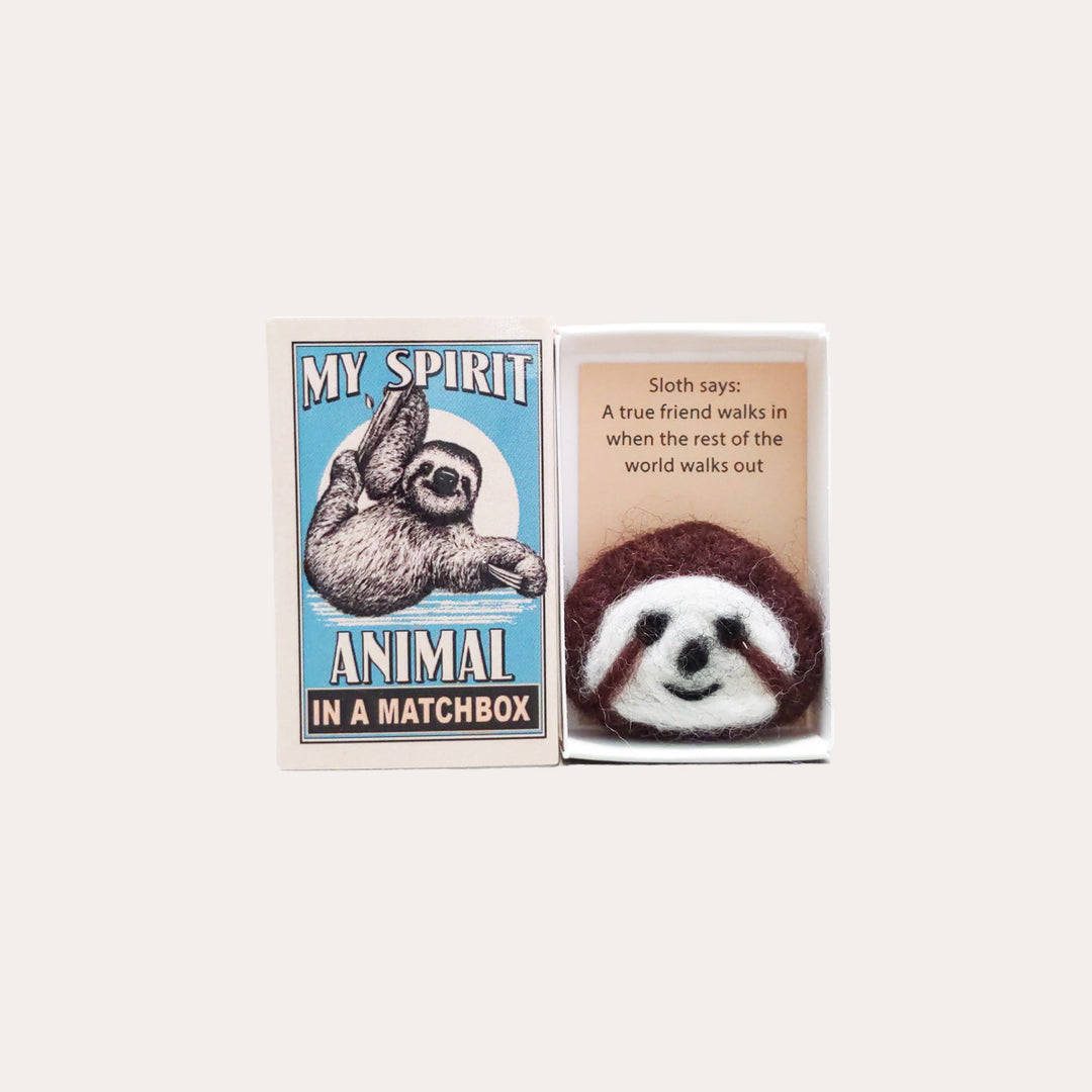 Wool Felt Sloth in a Matchbox