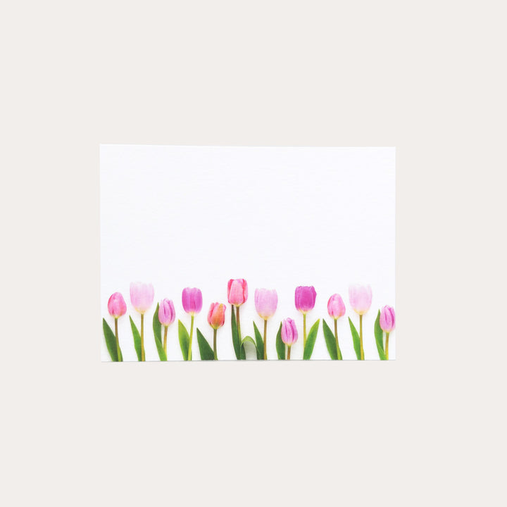 Pink Tulips Parade | 8 Flat Card Set