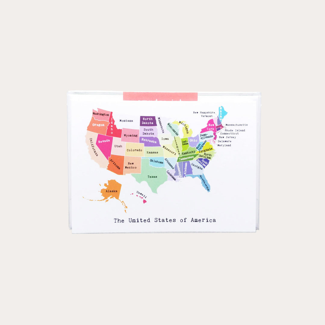 Map of The USA Notecard | 10 Card Set