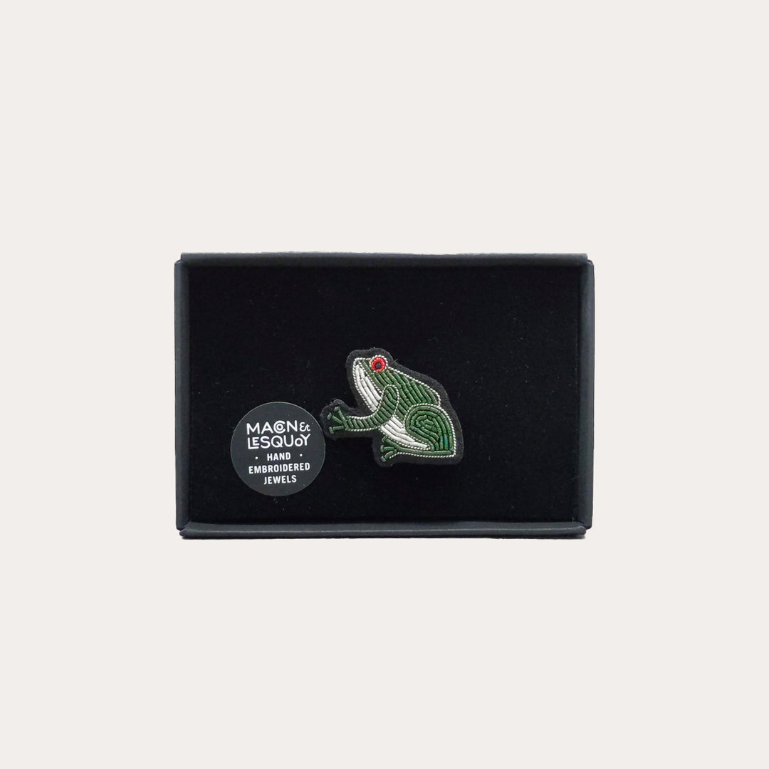 Frog Hand-Embroidered Pin