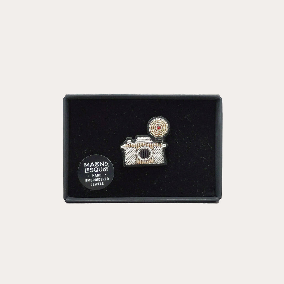 Camera Hand-Embroidered Pin