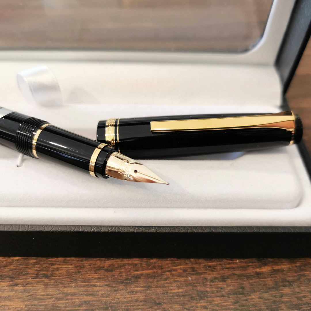 Falcon Fountain Pen | Black with Gold Trim | Soft Fine