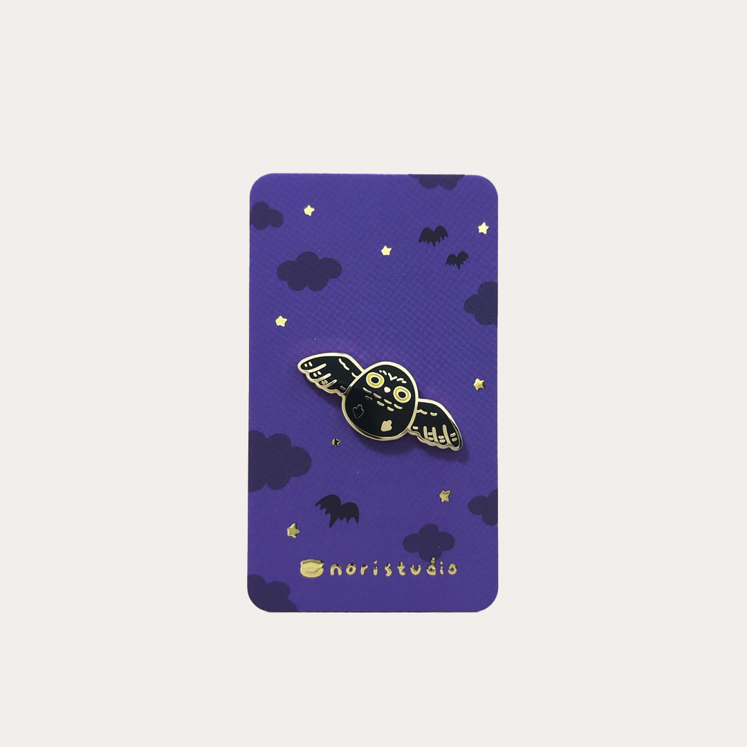 Black Owl | 18K Gold-Plated Enamel Pin