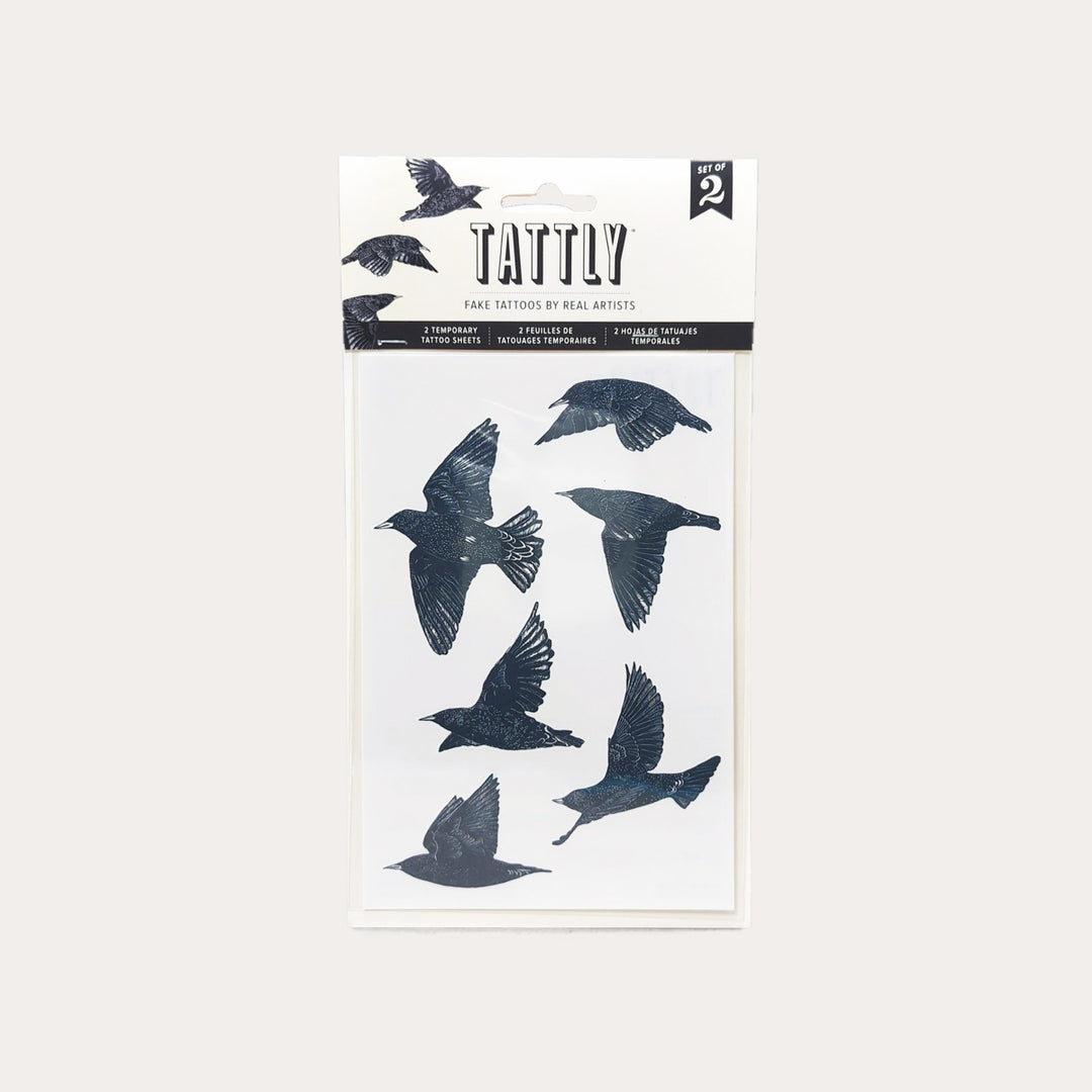 European Starlings | Temporary Tattoo Sheet | Set of 2
