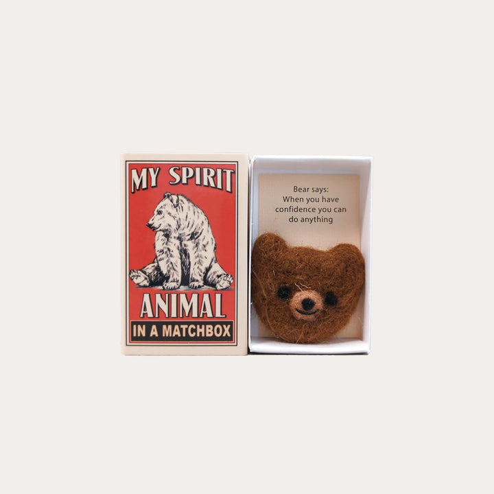 Wool Felt Bear in a Matchbox