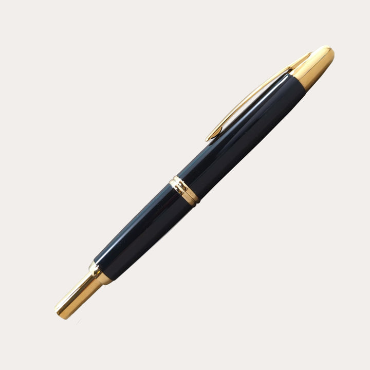 Vanishing Point Fountain Pen | Black with Gold Trim | Fine Nib