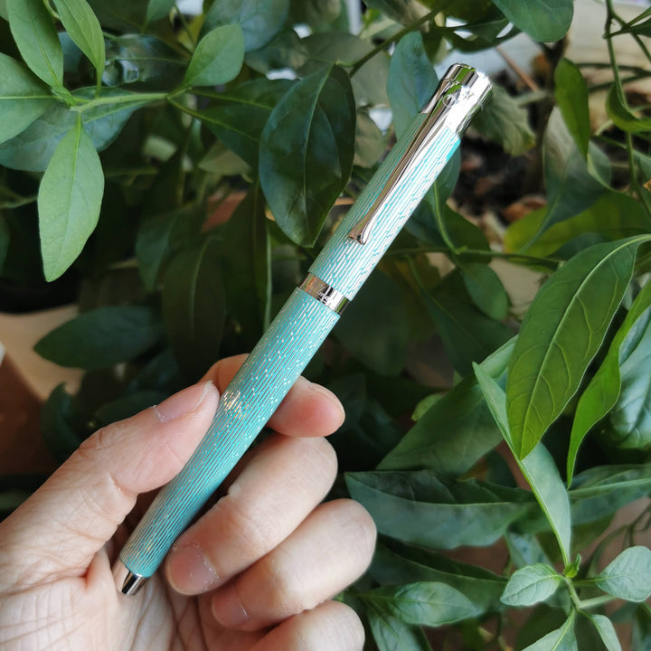 Tango Imagination Sterling Silver Fountain Pen | 18k Gold Nib | Brilliant Aquamarine