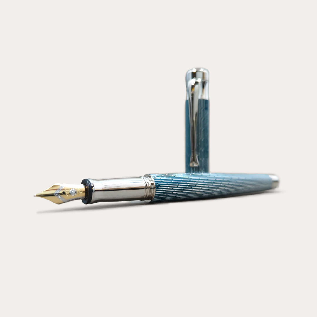 Tango Imagination Sterling Silver Fountain Pen | 18k Gold Nib | Brilliant Dark Teal