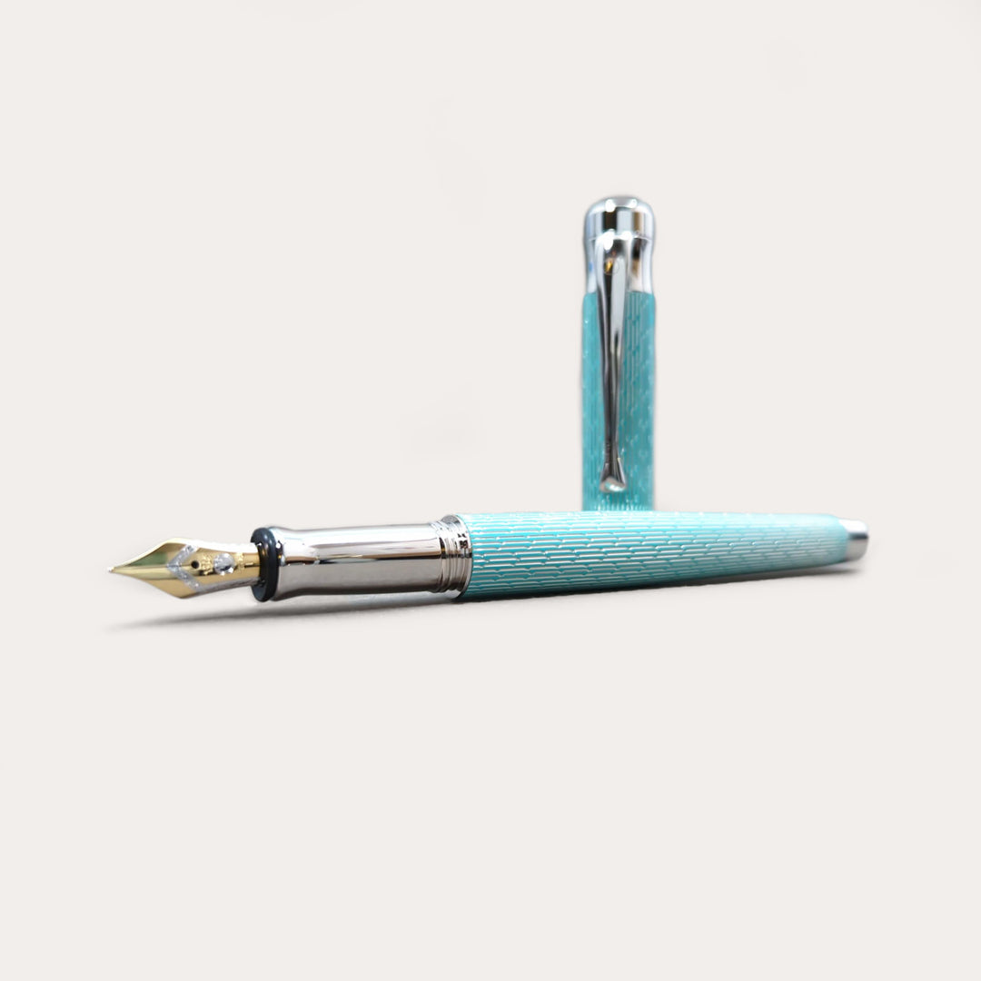 Tango Imagination Sterling Silver Fountain Pen | 18k Gold Nib | Brilliant Aquamarine