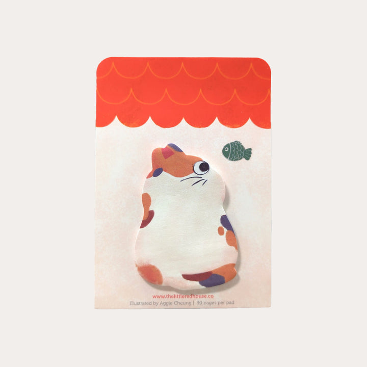 Calico Cat with Fish Die-Cut Sticky Note