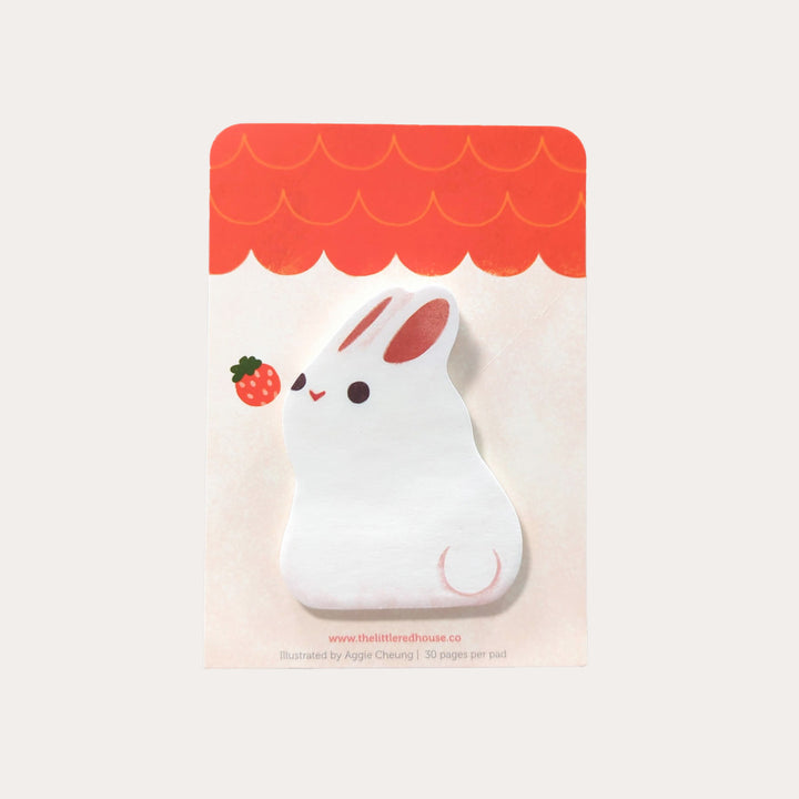 White Bunny with Strawberry Die-Cut Sticky Note