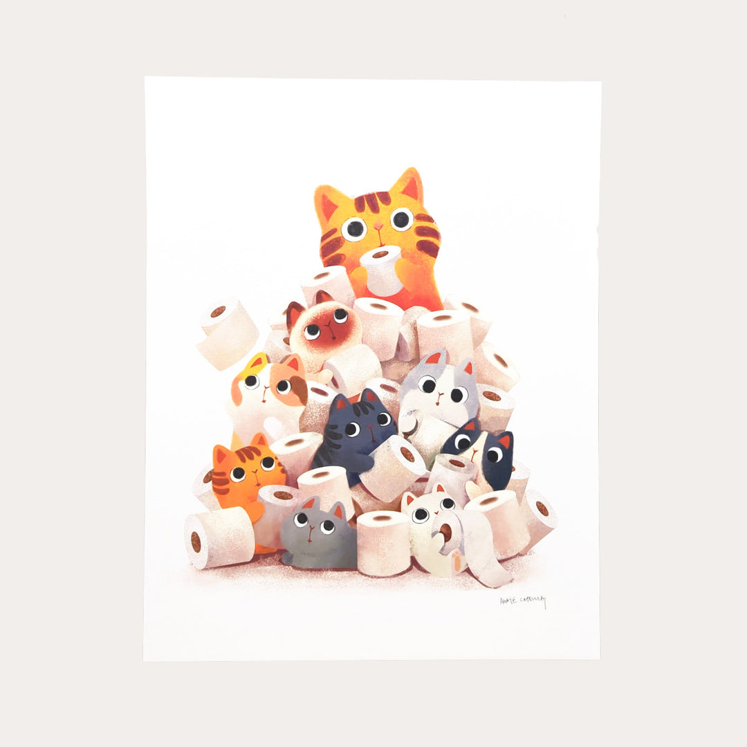 Toilet Paper Cats Art Print | Large