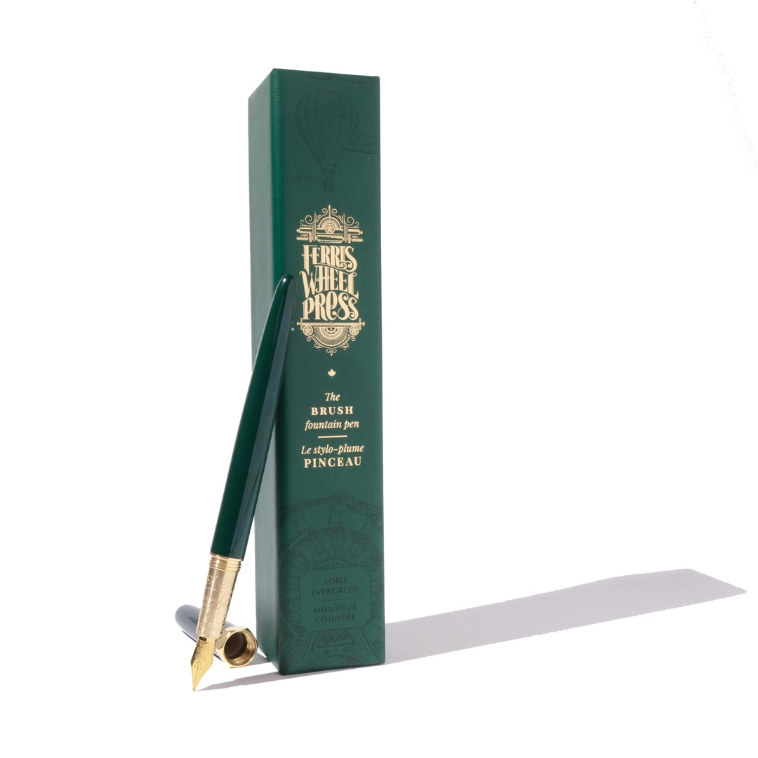 Lord Evergreen Brush Fountain Pen | Gold-Plated Fine Nib