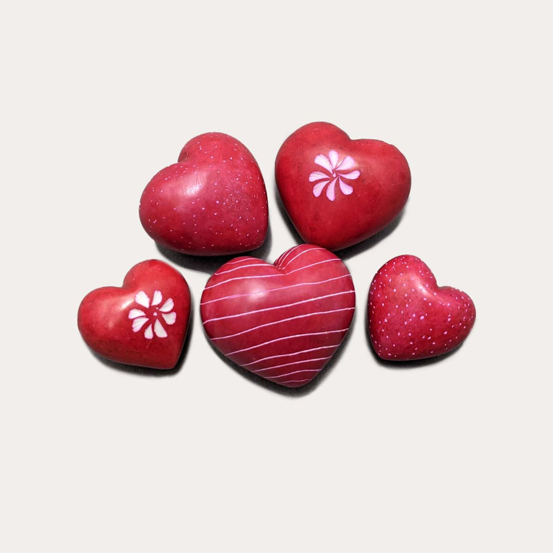 Red Soapstone Heart | Assorted Patterns Red Soapstone Heart | Assorted Patterns