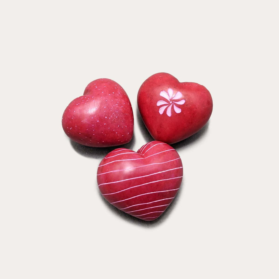 Red Soapstone Heart | Assorted Patterns