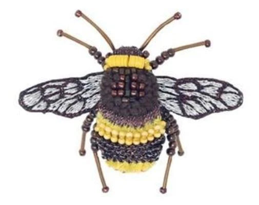 Bumblebee Hand-Embroidered Brooch Pin
