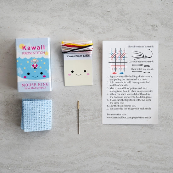 Mini King Mouse Cross Stitch Kit in a Matchbox