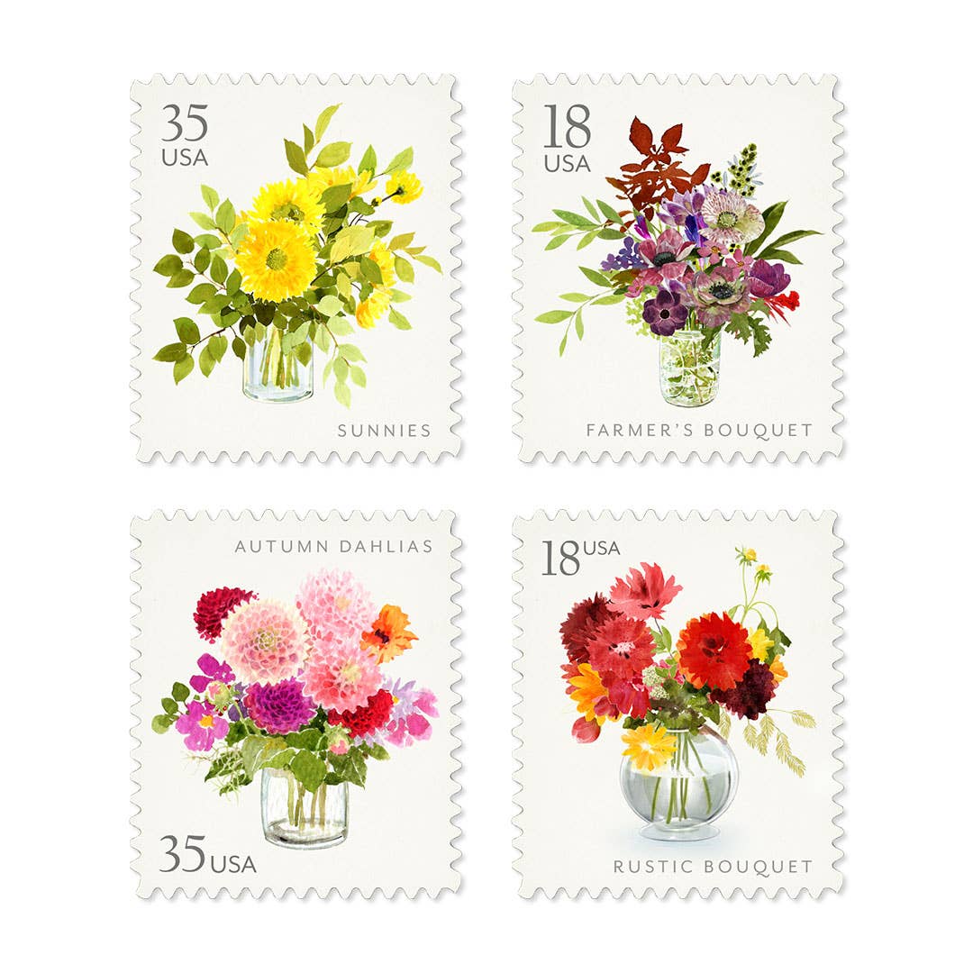 Garden Bouquets | Decorative Label Stickers | Set of 36