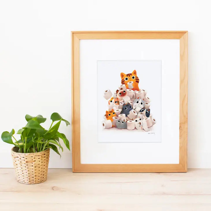 Toilet Paper Cats Art Print | Large