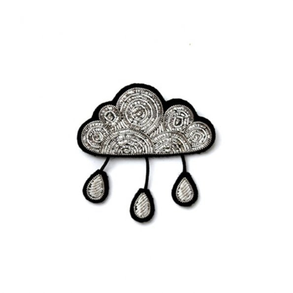 Cloud with Drop Hand-Embroidered Pin