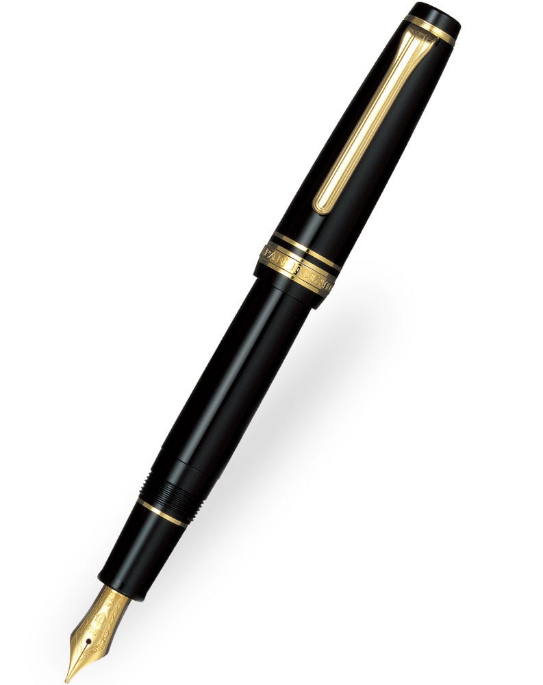Pro Gear Slim Fountain Pen | Black with Gold Trim